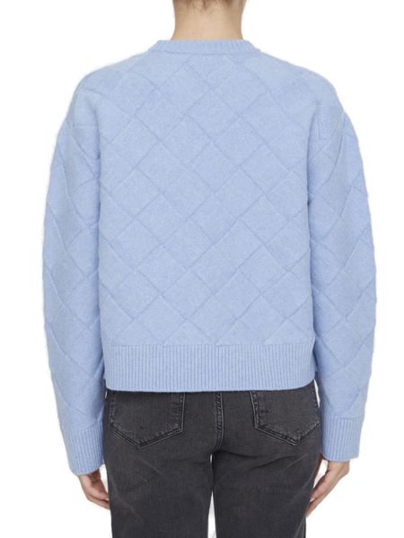 BOTTEGA VENETA Light Blue Crew-Neck Wool Sweater for Women