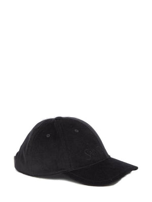 SAINT LAURENT Men's Black Tone On Tone Logo Baseball Cap for FW23