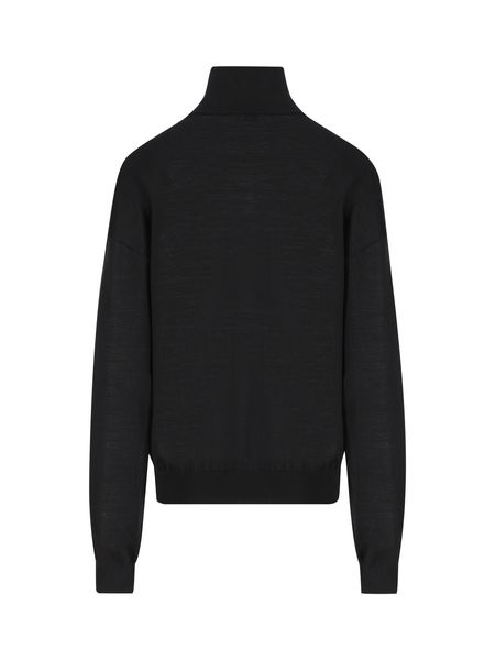 SAINT LAURENT Black Turtleneck Wool Pullover for Women