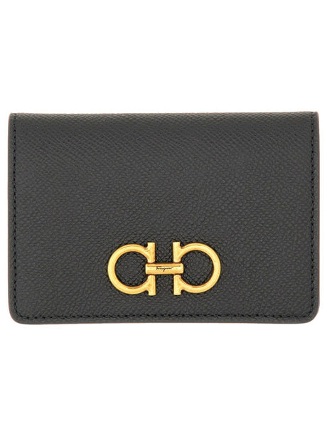 FERRAGAMO Mini Gancini Hook Leather Credit Card Holder