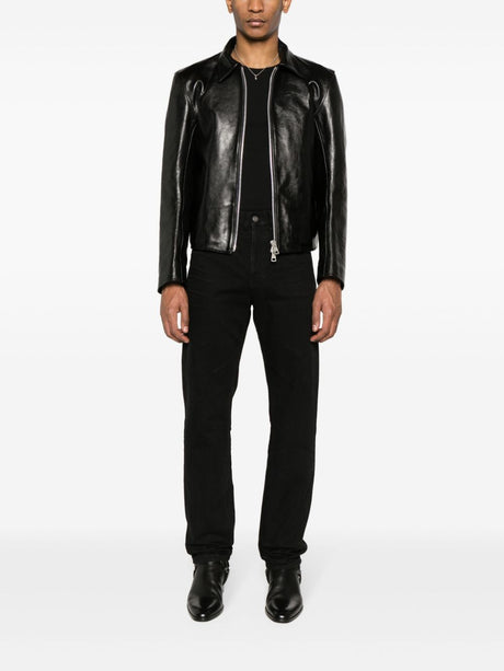 SAINT LAURENT Men's Black Straight-Leg Cotton Denim Jeans for SS24