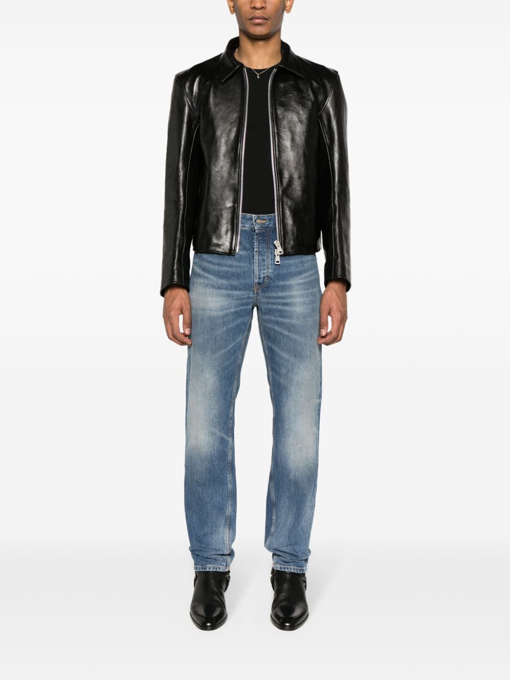 SAINT LAURENT Classic Men's Blue Low Rise Straight Leg Jeans for SS24