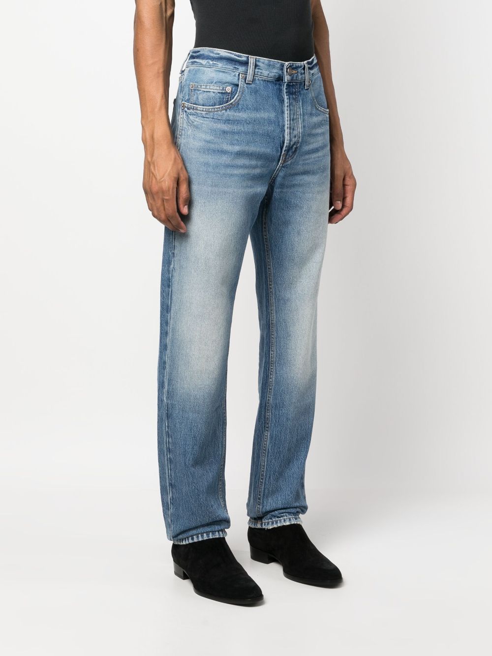 SAINT LAURENT Mid-Rise Straight-Leg Mini Logo Denim Jeans