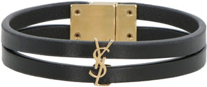 SAINT LAURENT Double-Strand Lambskin Bracelet