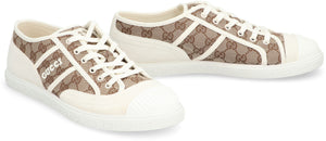 GUCCI Men's Tan Low-Top Sneaker in Original GG Fabric and Suede Inserts for SS24