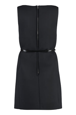 GUCCI Black Wool-Blend Dress with Front Pockets, Leather Belt, and Metal Horsebit for Women