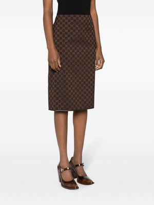 GUCCI Brown Viscose Skirt with Back Slit for FW23