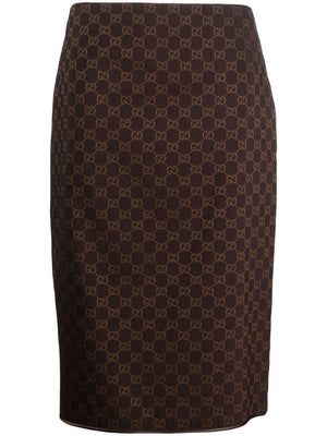 GUCCI Brown Viscose Skirt with Back Slit for FW23