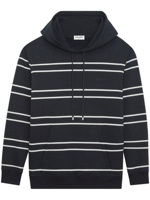 SAINT LAURENT Embroidered Cotton Hoodie for Men in Black