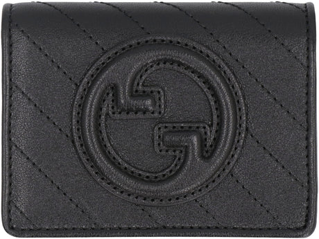 GUCCI Black Lamb Leather Card Holder for Women - FW23 Collection