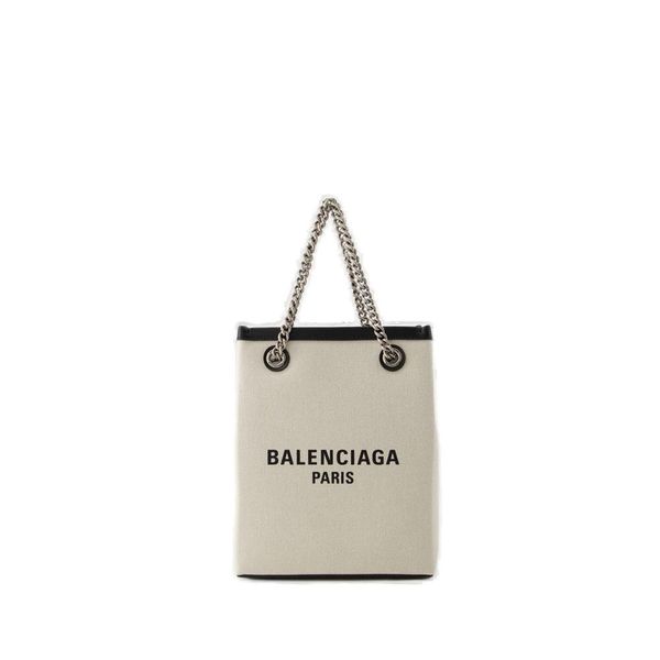 BALENCIAGA Organic Tan Canvas Phone Holder - Women's Fashion Accessory