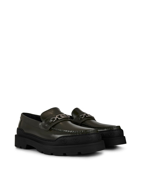 GUCCI Vintage Olive Logo Rubber Sole Loafers for Men