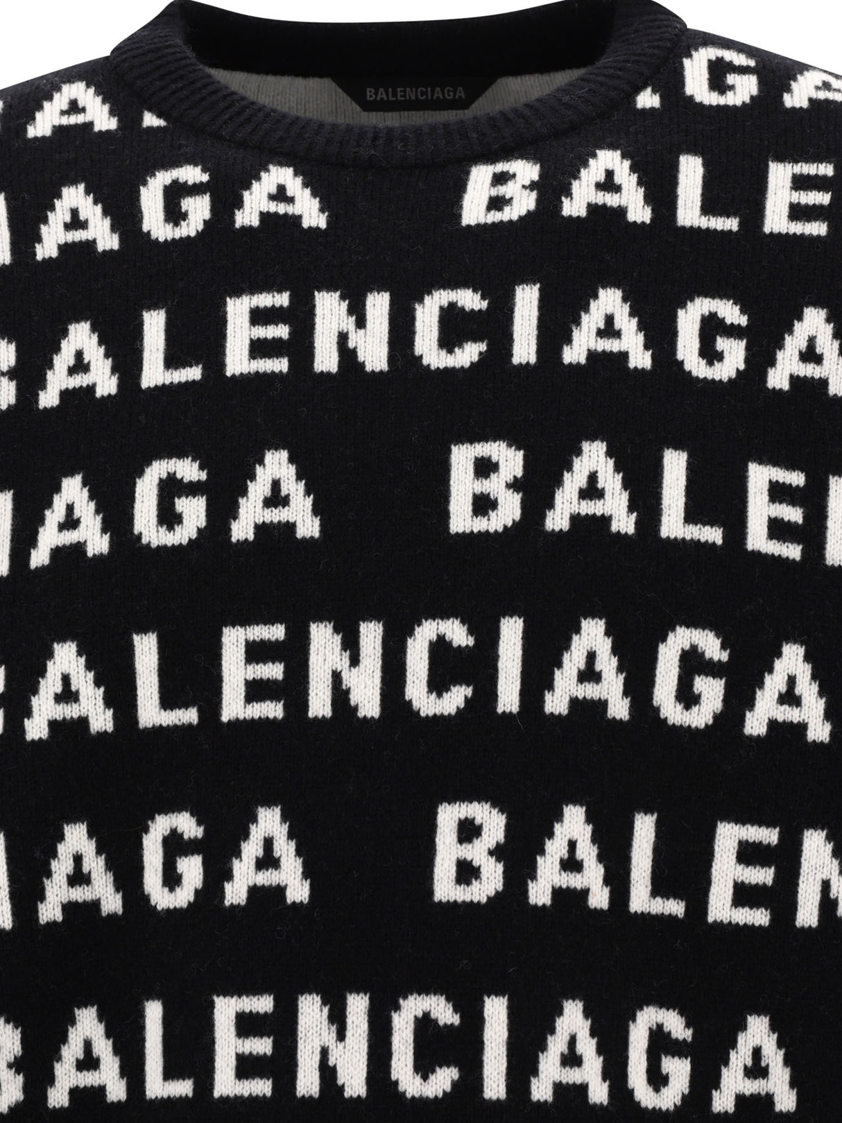 BALENCIAGA Men's Allover Logo Knit Crewneck Sweater