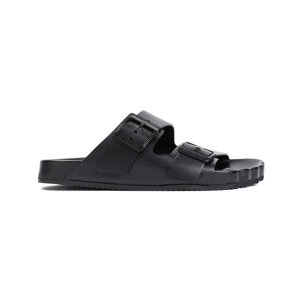 BALENCIAGA Men's Black Leather Sandals for SS24