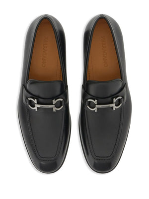 FERRAGAMO Gancini Hook-Buckle Leather Loafers for Men