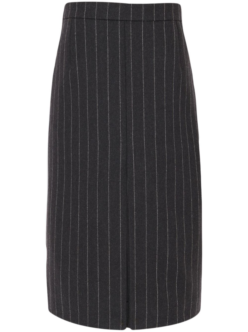 SAINT LAURENT Blue Pinstripe Wool Midi Skirt for Women