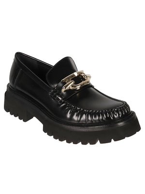 FERRAGAMO Gancini Hook-Buckle Leather Loafers for Women