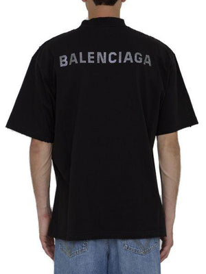 BALENCIAGA Vintage Black Rhinestone Logo Tee