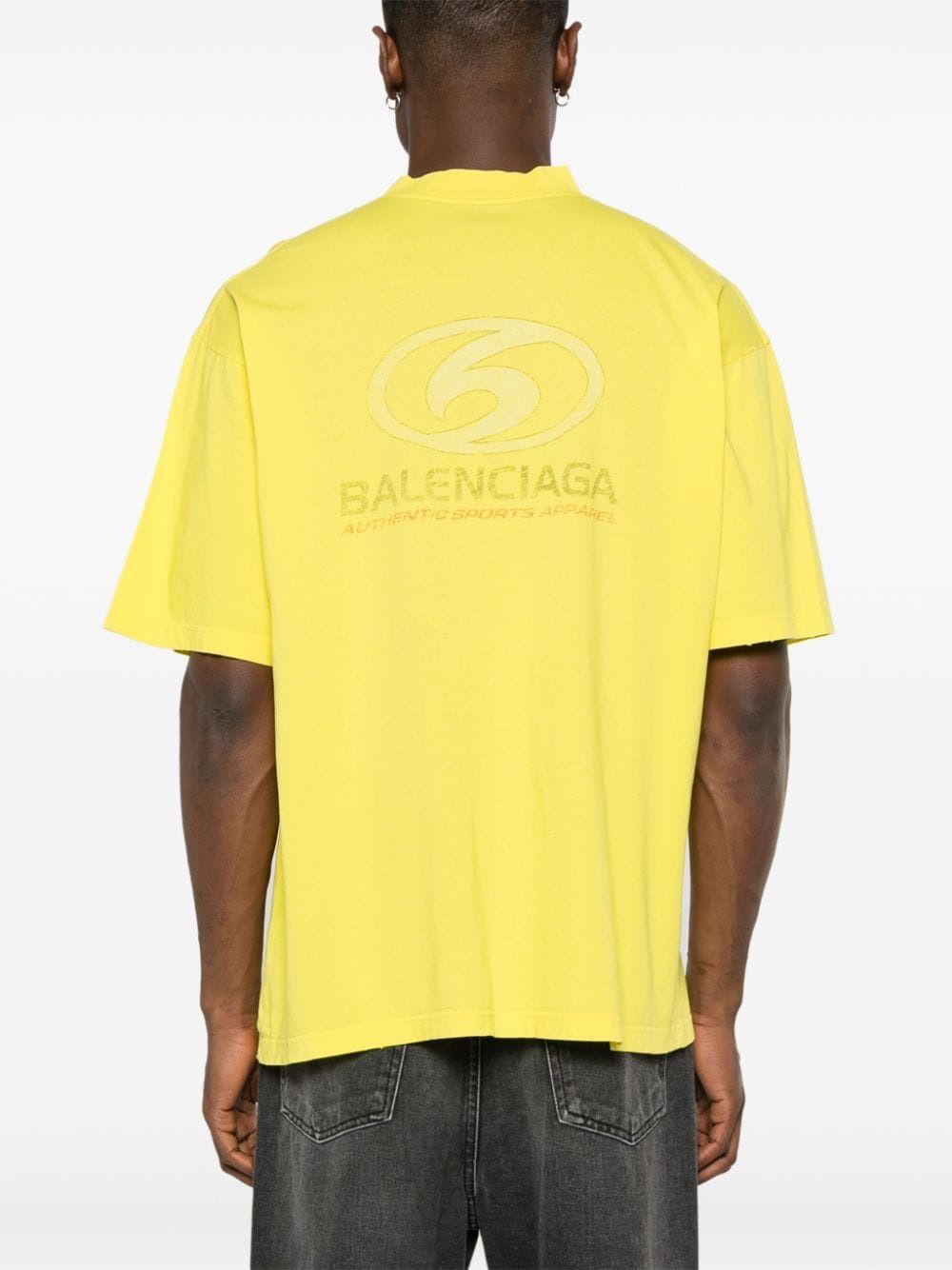 BALENCIAGA Men's Surfer Thin T-Shirt for SS24 in Black and Blue