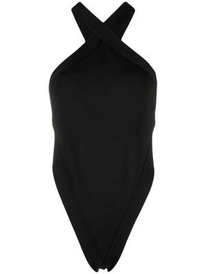 SAINT LAURENT Black Cut-Out Halterneck Bodysuit for Women | FW23