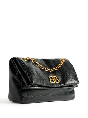 BALENCIAGA Small Monaco Black Calf Leather Crossbody Bag for Women