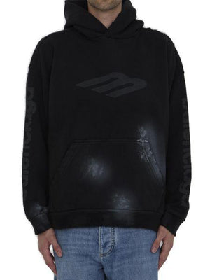 BALENCIAGA Urban Stencil Hoodie - Black Cotton Fleece