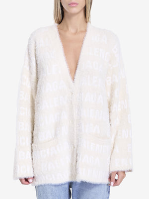 BALENCIAGA Ivory Allover Furry Cardigan - Women's Regular Fit