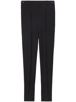 GUCCI Black Mohair Wool Trousers with Horsebit Detail