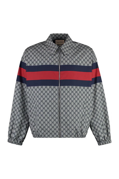 GUCCI Blue Zippered Cotton Jacket for Men - SS24 Collection