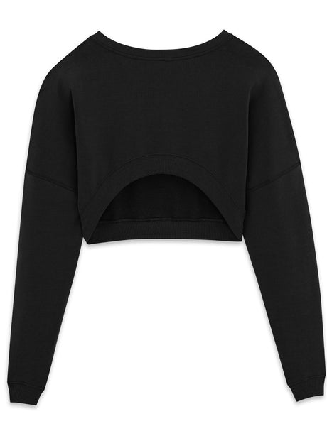 SAINT LAURENT Black Asymmetrical Cotton Crew-Neck Sweatshirt for Women