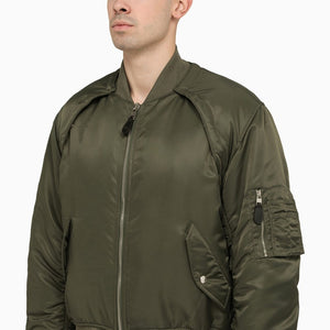 ALEXANDER MCQUEEN Convertible Bomber Jacket in Nylon Satin for Men - Khaki