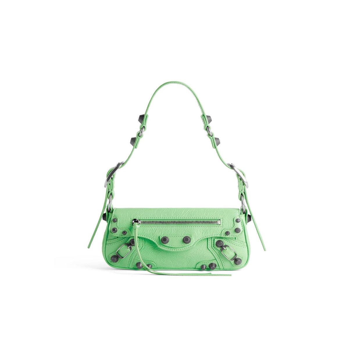 BALENCIAGA Rectangular Green Leather Handbag - Adjustable Shoulder Strap and Antique Silver Hardware