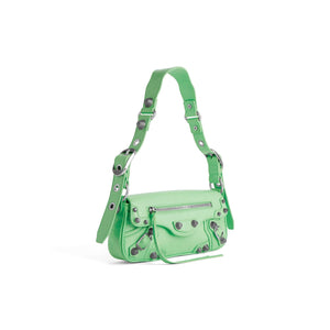 BALENCIAGA Rectangular Green Leather Handbag - Adjustable Shoulder Strap and Antique Silver Hardware