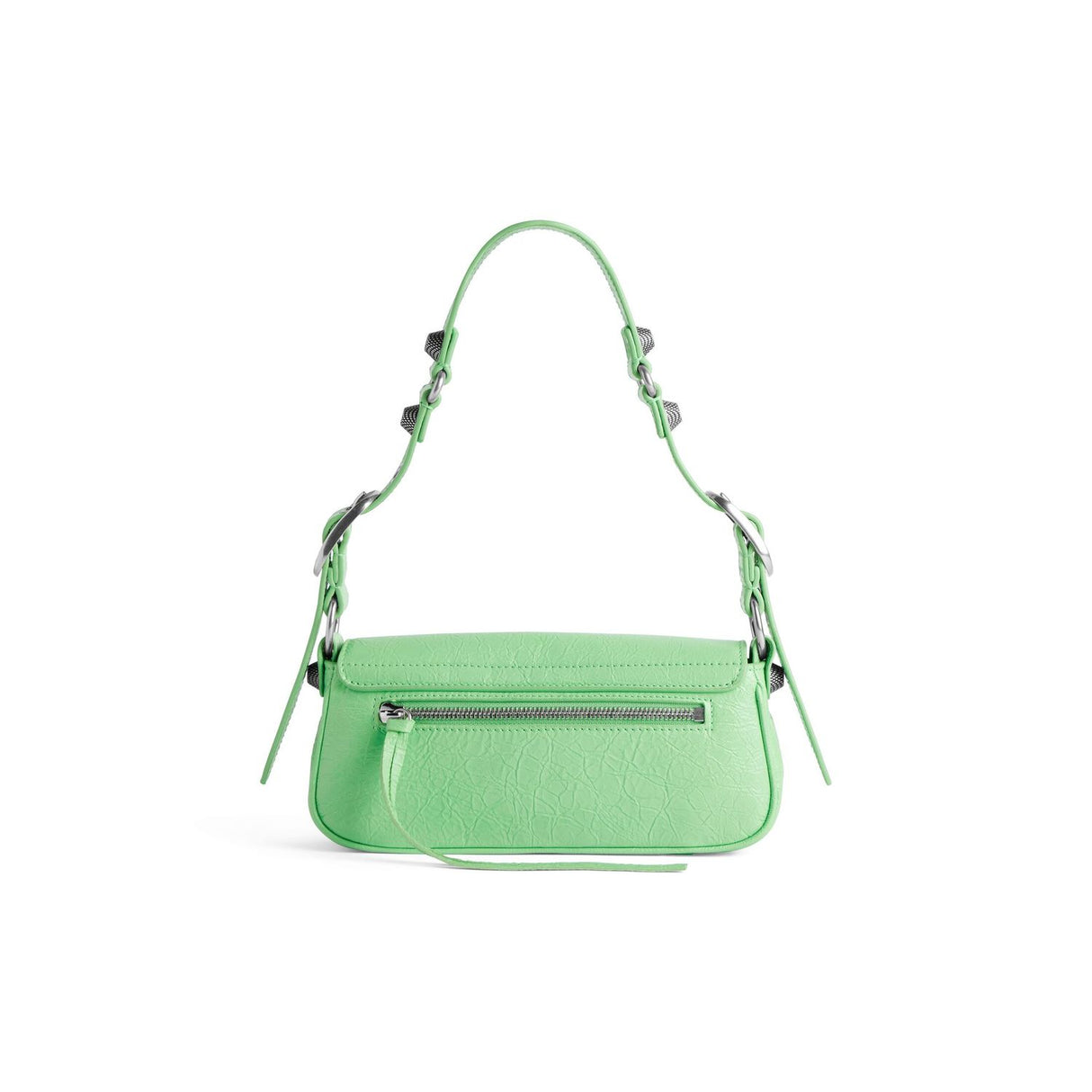 BALENCIAGA Rectangular Green Leather Handbag - Adjustable Shoulder Strap and Antique Silver Hardware