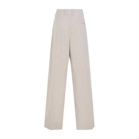 BOTTEGA VENETA Women's Sand-Colored Wide-Leg Pleated Pants with Belt Loops