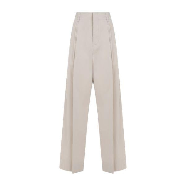 BOTTEGA VENETA Women's Sand-Colored Wide-Leg Pleated Pants with Belt Loops