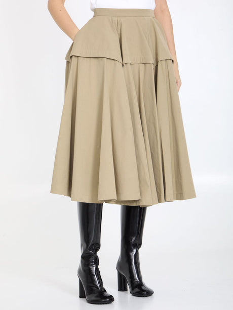 BOTTEGA VENETA Beige A-Line Ruffle Skirt for Women - SS24 Collection