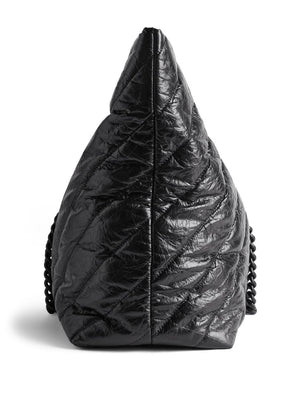 BALENCIAGA Quilted Crushed Calf BG Tote Bag - Black