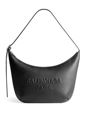 BALENCIAGA Sleek Black Leather Shoulder Bag for Women - SS24 Collection