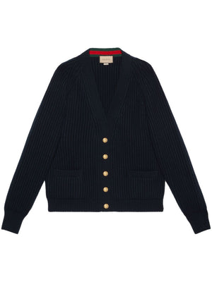 GUCCI Navy Wool and Cashmere Cardigan for Women