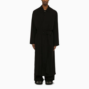 BALENCIAGA Black Single-Breasted Belted Jacket for Men