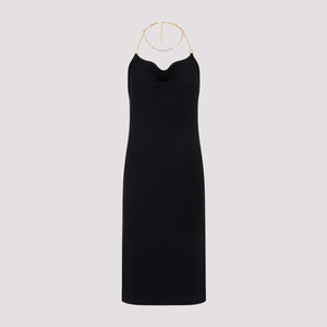 BOTTEGA VENETA Stretch Viscose Dress with Chain Detail for Women - Black