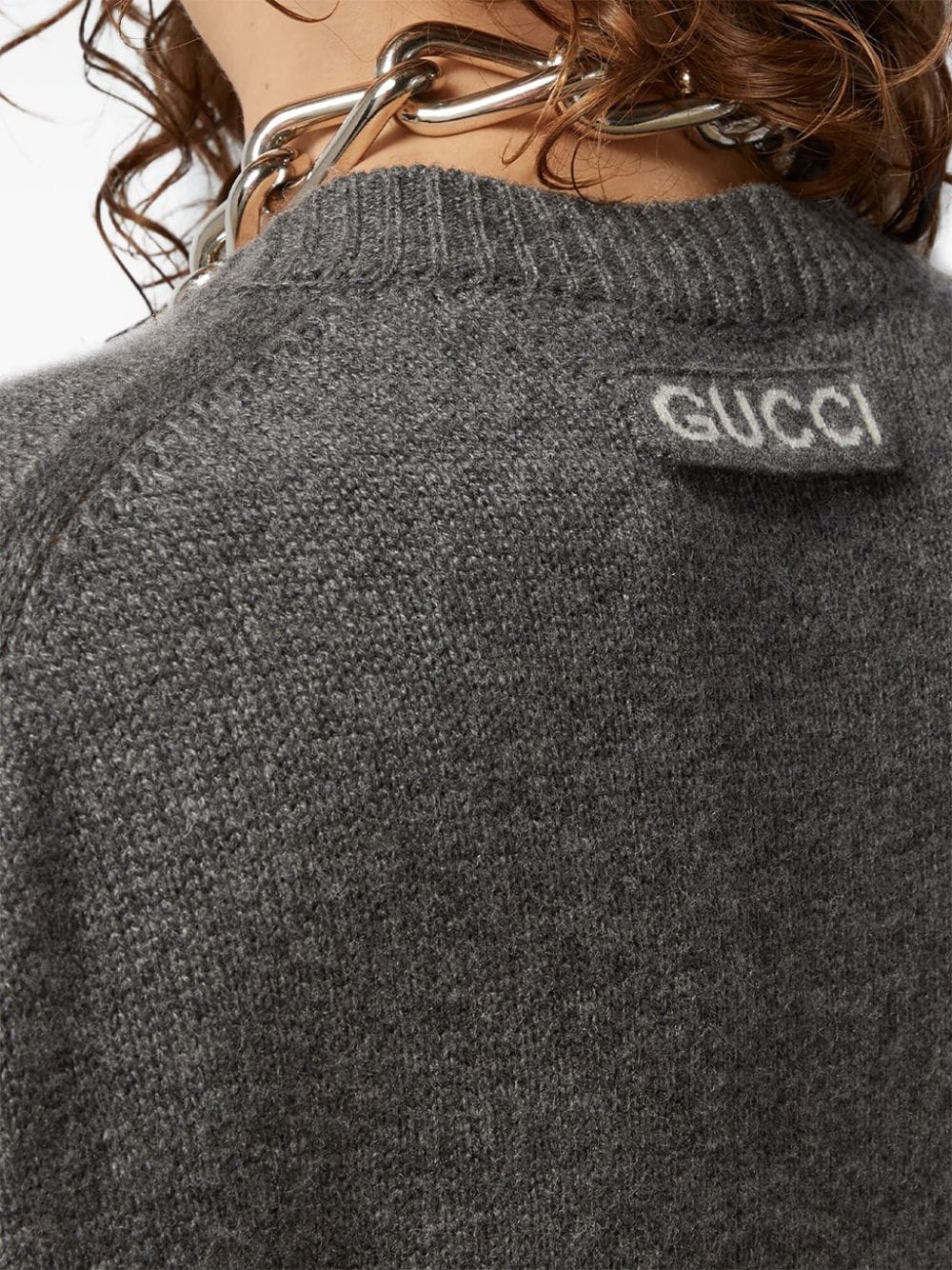 GUCCI 2024 Women's Grey Knit Pullover Sweater - 24SS Collection