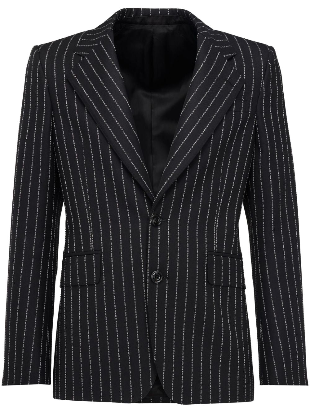 ALEXANDER MCQUEEN Pinstripe Single-Breasted Jacket for Men - Black/White Wool SS24