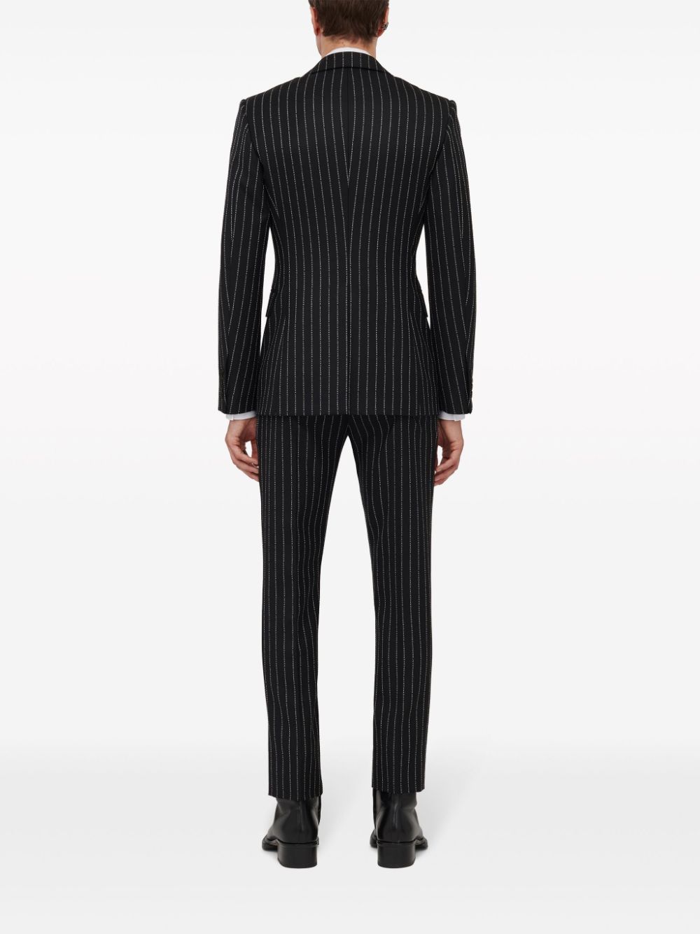 ALEXANDER MCQUEEN Pinstripe Single-Breasted Jacket for Men - Black/White Wool SS24