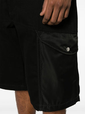 ALEXANDER MCQUEEN Men's Black Hybrid Denim Cargo Shorts for SS24