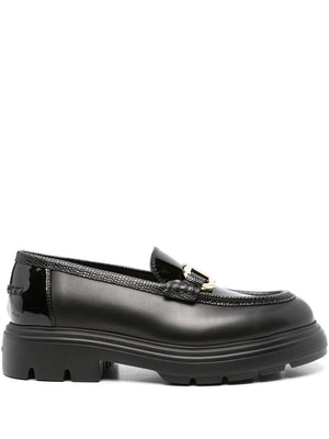 FERRAGAMO Elegant Black Leather Slip-On Loafers for Women