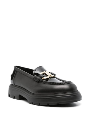 FERRAGAMO Elegant Black Leather Slip-On Loafers for Women