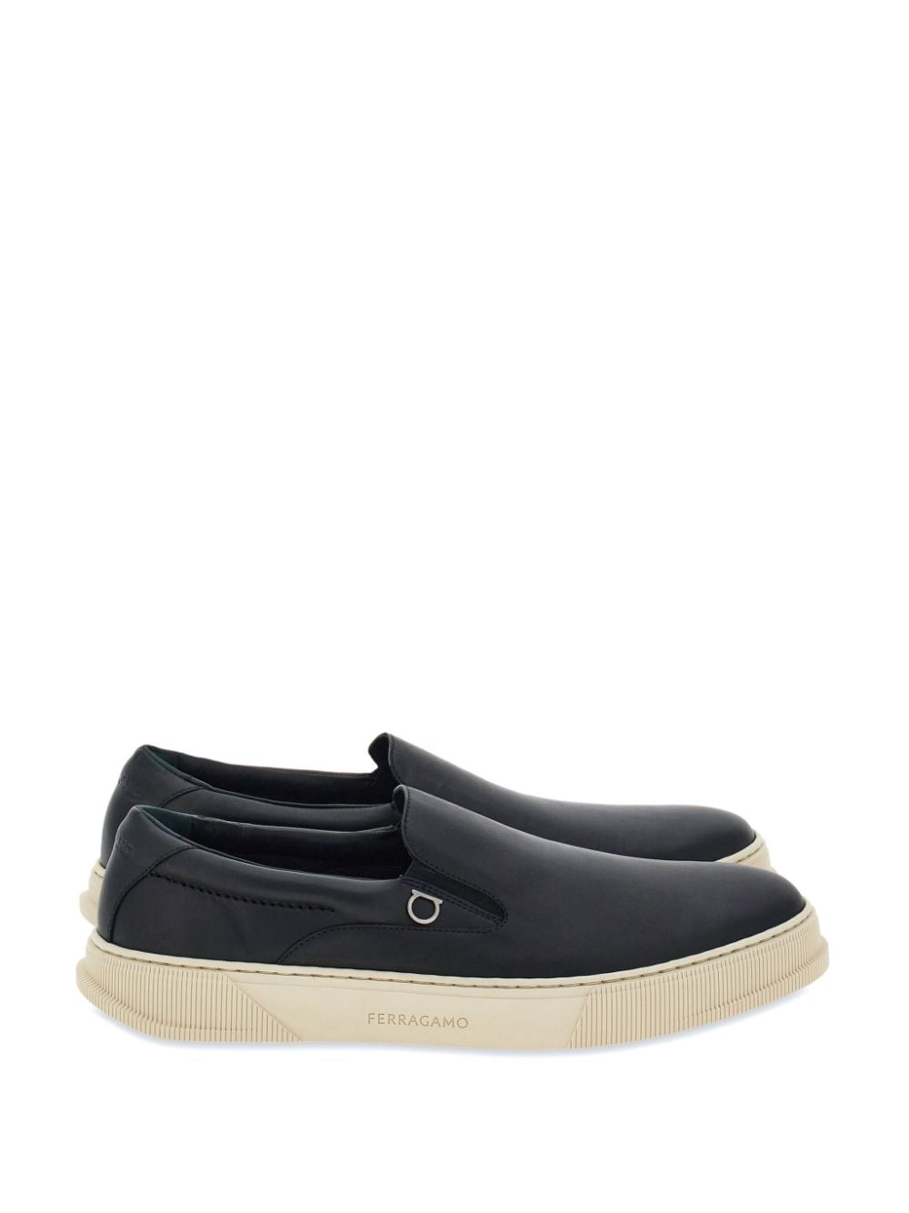 FERRAGAMO Classic Black Leather Slip-On Shoes for Men