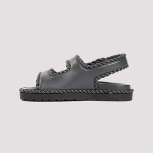 BOTTEGA VENETA Gray Torchon Decorated Flat Sandals for Women